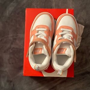 Peach and white cute little girl sneakers